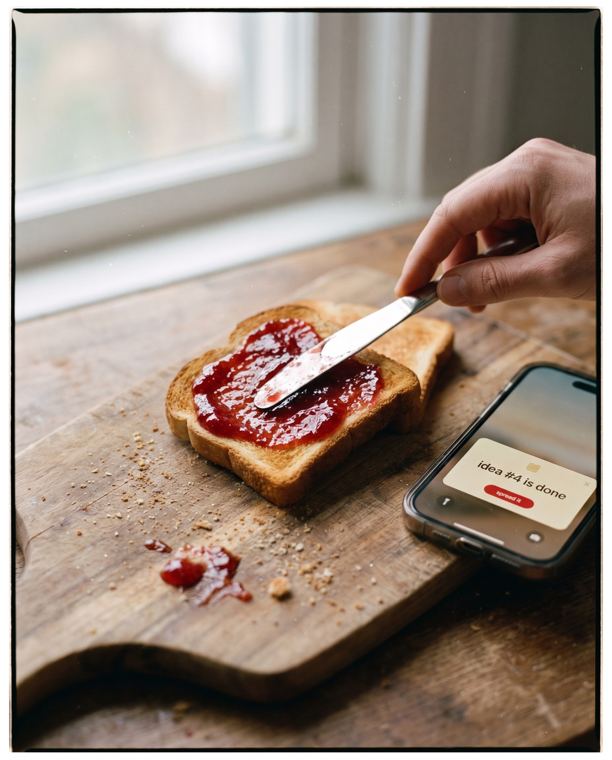 a phone on a breakfast table showing a new idea from jammie